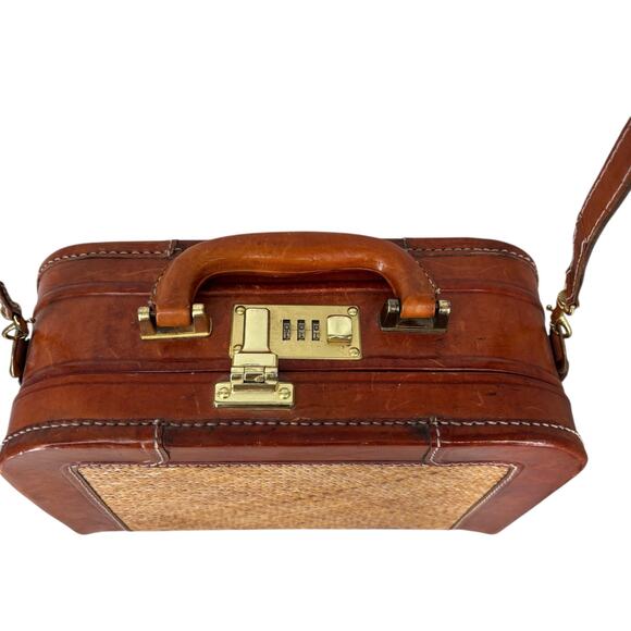 Bosboom Orient Express Vintage Wicker Leather Hard Case Travel Bag Crossbody - Picture 5 of 16